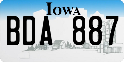 IA license plate BDA887