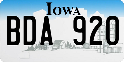 IA license plate BDA920