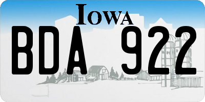 IA license plate BDA922