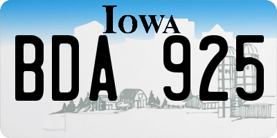 IA license plate BDA925