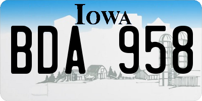 IA license plate BDA958