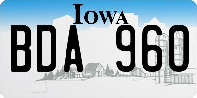 IA license plate BDA960