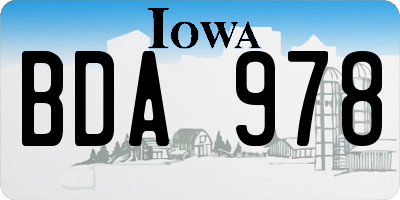 IA license plate BDA978