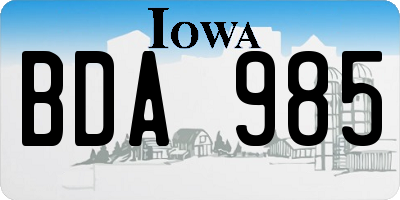 IA license plate BDA985