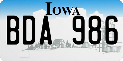 IA license plate BDA986