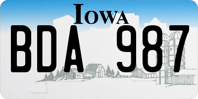 IA license plate BDA987