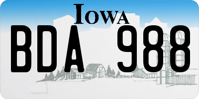 IA license plate BDA988