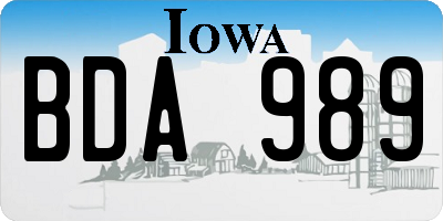 IA license plate BDA989
