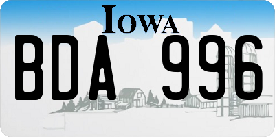 IA license plate BDA996