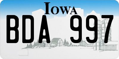 IA license plate BDA997