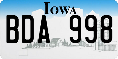 IA license plate BDA998