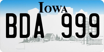 IA license plate BDA999