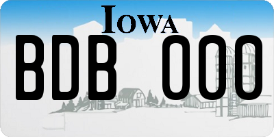 IA license plate BDB000