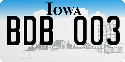 IA license plate BDB003