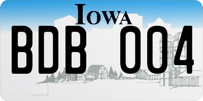 IA license plate BDB004
