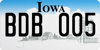 IA license plate BDB005