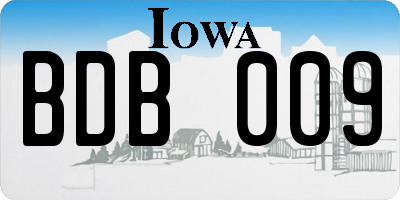 IA license plate BDB009
