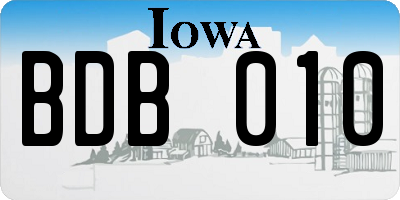 IA license plate BDB010