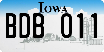 IA license plate BDB011