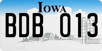 IA license plate BDB013