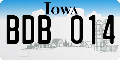 IA license plate BDB014