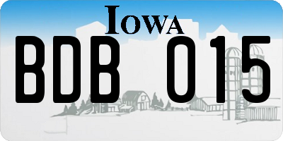 IA license plate BDB015