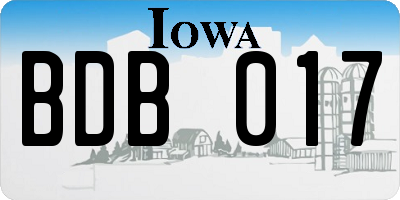 IA license plate BDB017