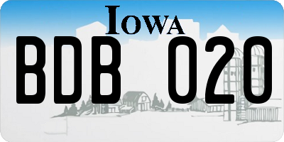 IA license plate BDB020