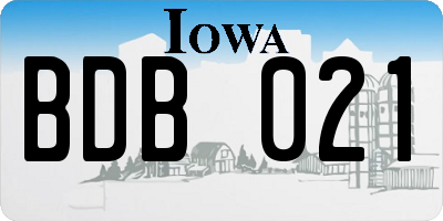 IA license plate BDB021