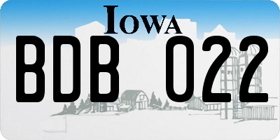 IA license plate BDB022