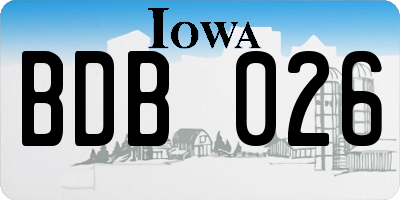 IA license plate BDB026