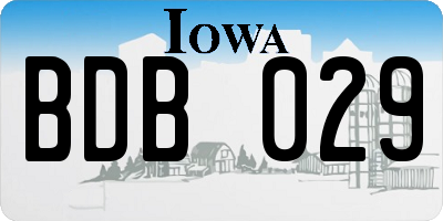 IA license plate BDB029