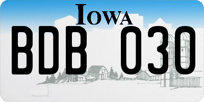 IA license plate BDB030