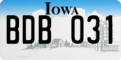 IA license plate BDB031