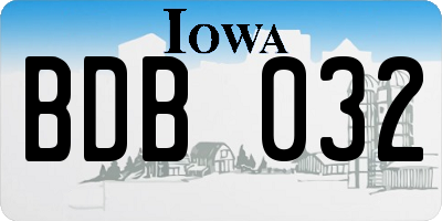 IA license plate BDB032