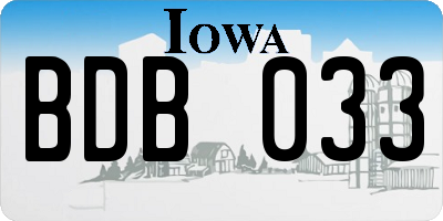 IA license plate BDB033