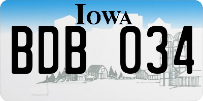 IA license plate BDB034