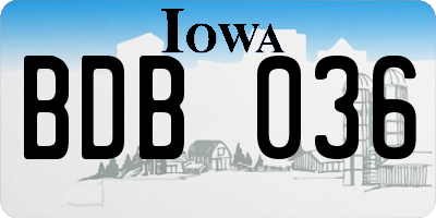 IA license plate BDB036