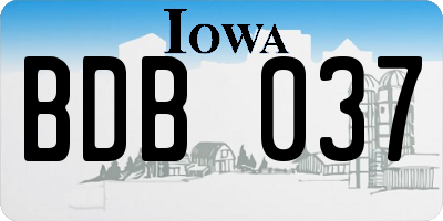 IA license plate BDB037