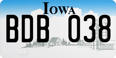 IA license plate BDB038