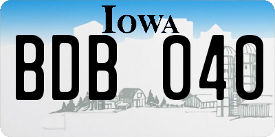IA license plate BDB040