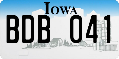 IA license plate BDB041