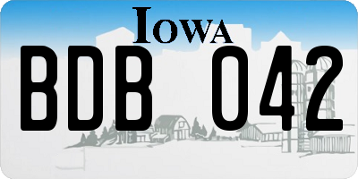 IA license plate BDB042