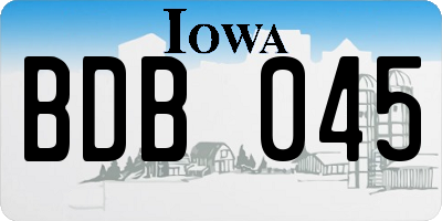 IA license plate BDB045