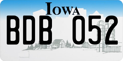 IA license plate BDB052