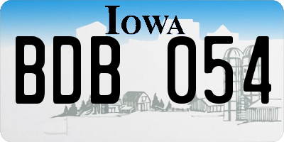 IA license plate BDB054