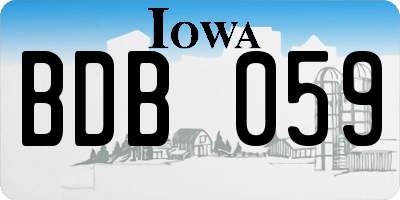 IA license plate BDB059