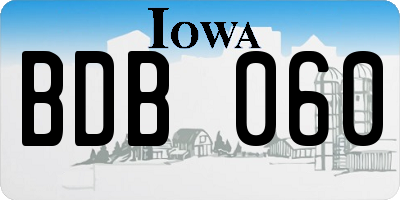 IA license plate BDB060