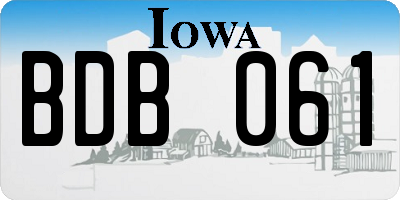 IA license plate BDB061
