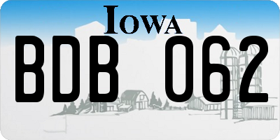 IA license plate BDB062